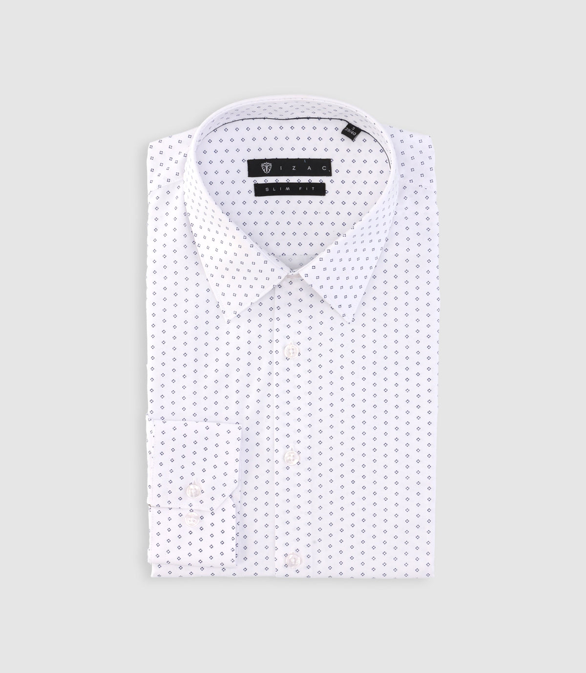 Chemise imprimée micro motifs blanche et marine PAOLINO - IZAC