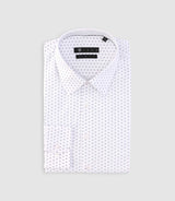 Chemise imprimée micro motifs blanche et marine PAOLINO - IZAC