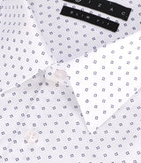 Chemise imprimée micro motifs blanche et marine PAOLINO - IZAC