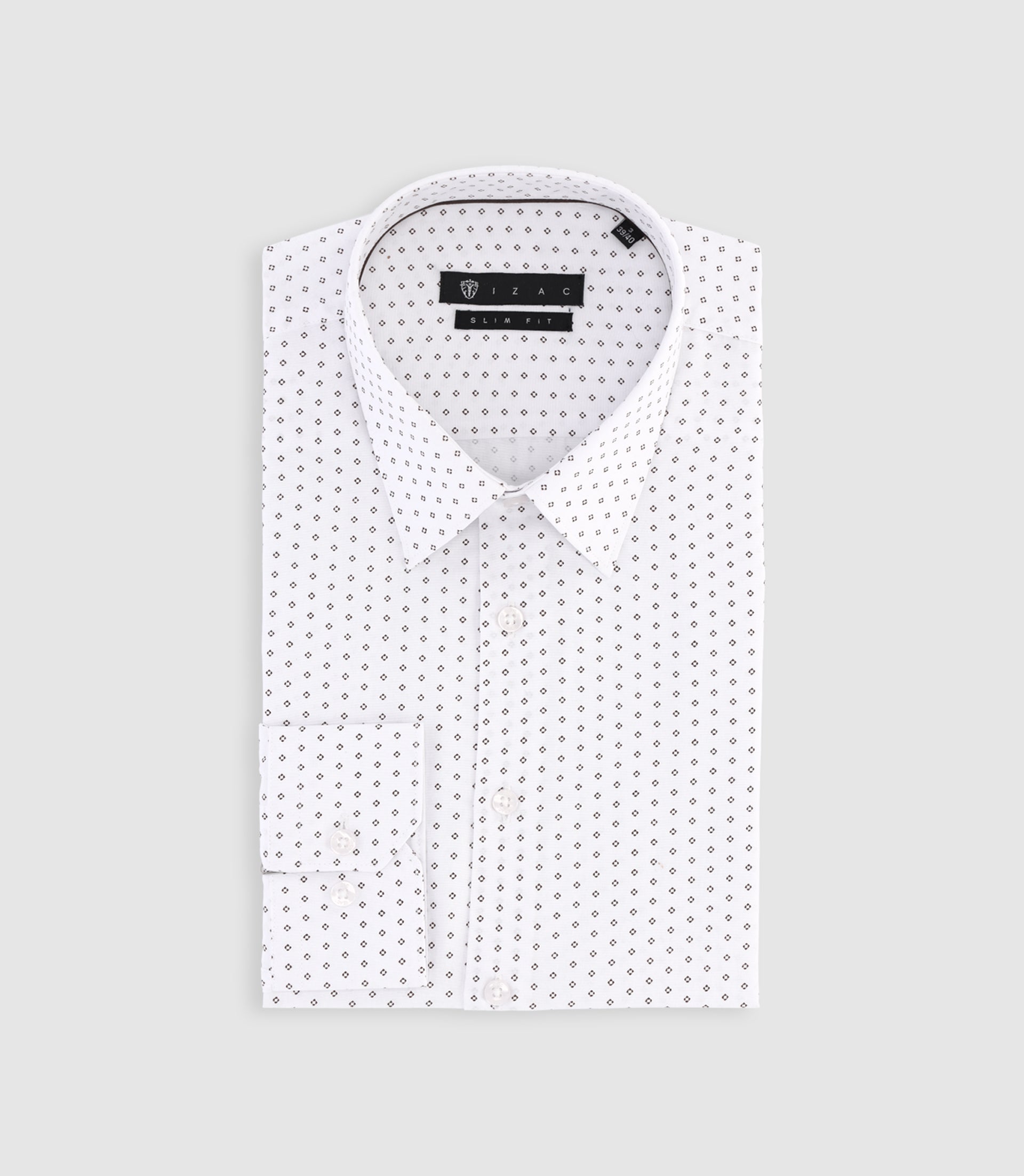 Chemise à imprimé micro motifs blanche et marron PAOLINO - IZAC