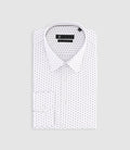 Chemise à imprimé micro motifs blanche et marron PAOLINO - IZAC