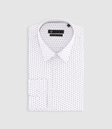Chemise à imprimé micro motifs blanche et marron PAOLINO - IZAC