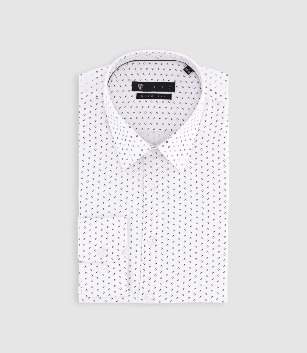 Chemise à imprimé micro motifs blanche et marron PAOLINO - IZAC
