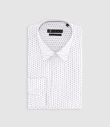 Chemise à imprimé micro motifs blanche et marron PAOLINO - IZAC