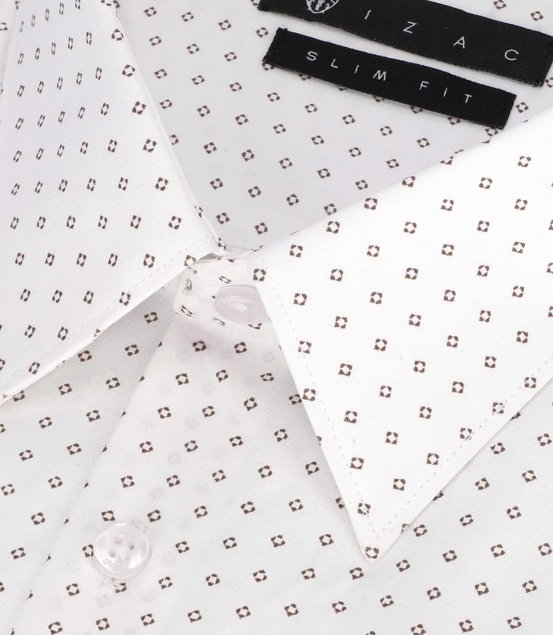 Chemise à imprimé micro motifs blanche et marron PAOLINO - IZAC