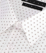 Chemise à imprimé micro motifs blanche et marron PAOLINO - IZAC