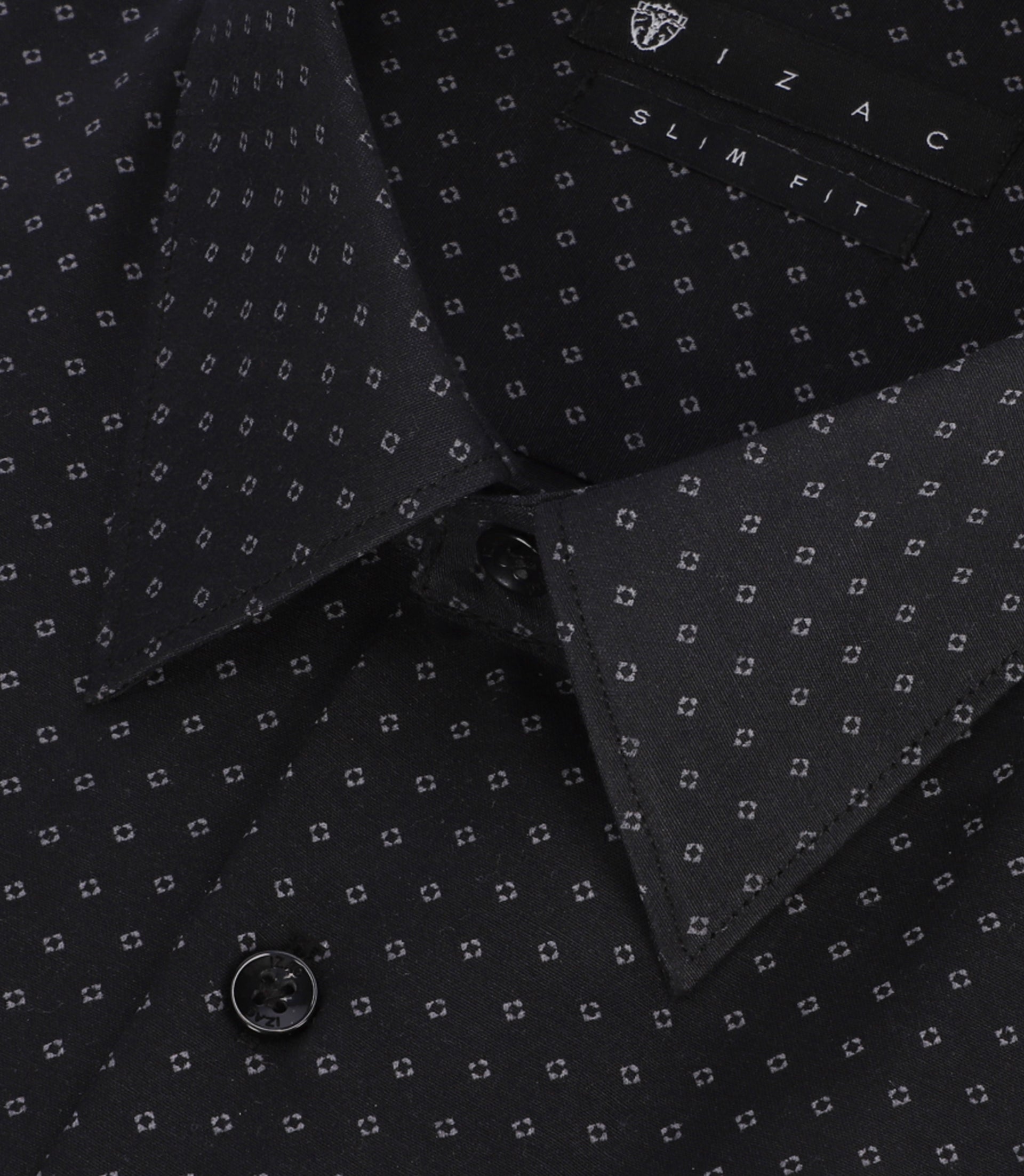 Chemise à imprimé micro motifs noir et gris PAOLINO - IZAC