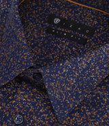 Chemise à imprimé micro motifs marine et camel PENTI - IZAC