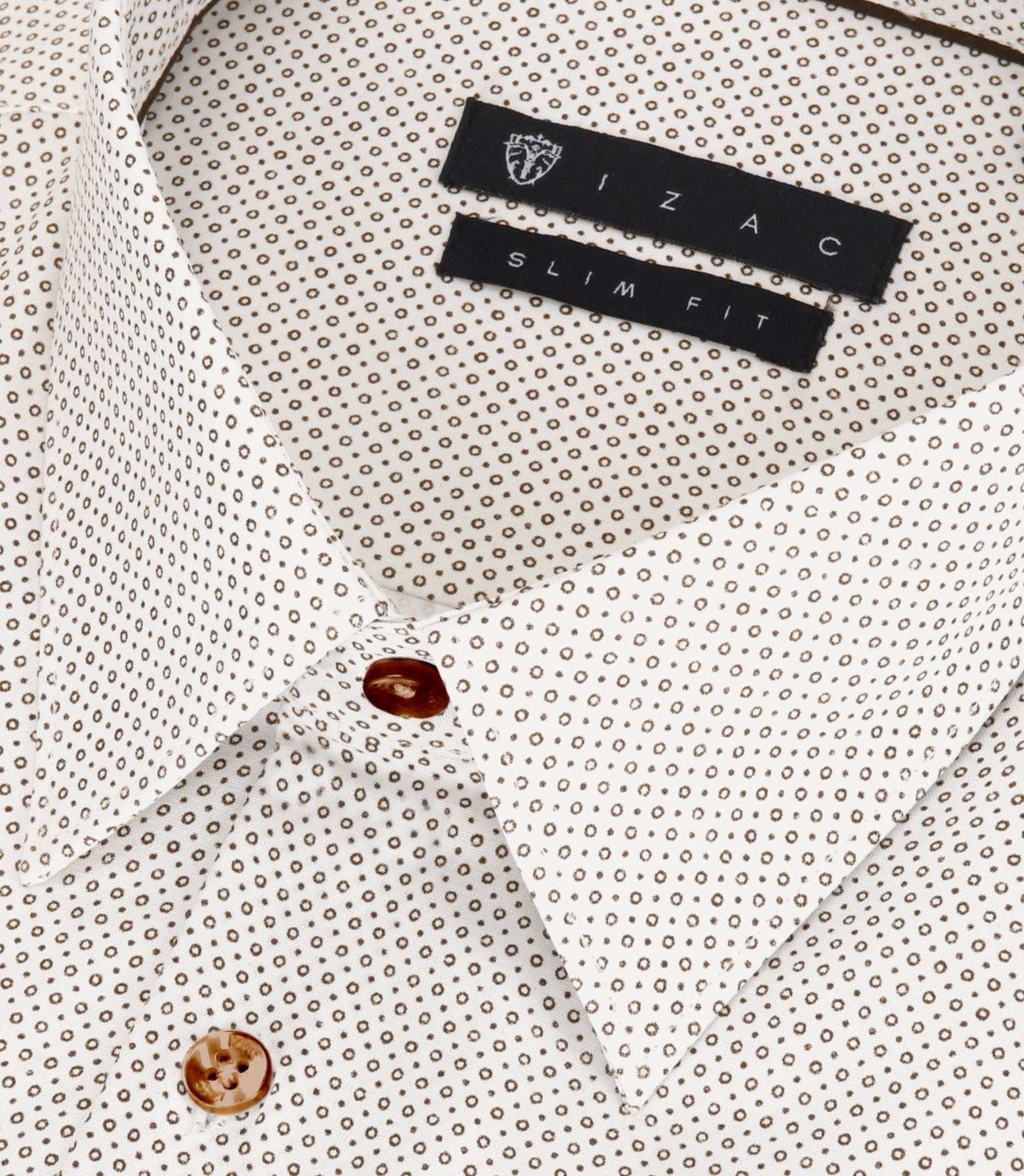 Chemise slim imprimée micro motifs beige et camel PERLE - IZAC