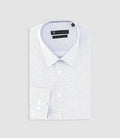 Chemise slim imprimée micro motifs blanche et bleu PERLE - IZAC