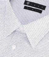 Chemise slim imprimée micro motifs blanche et bleu PERLE - IZAC