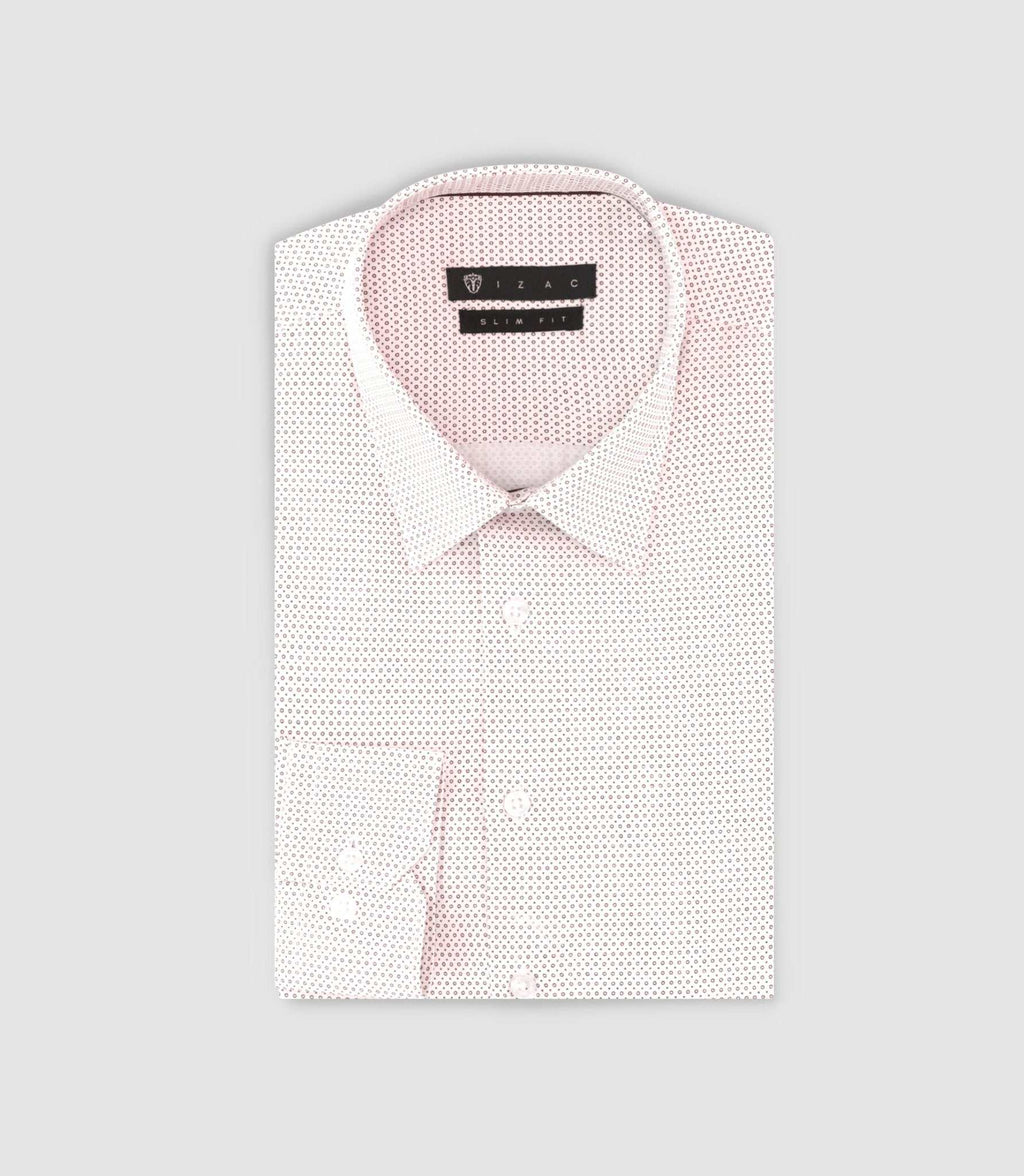 Chemise slim imprimée micro motifs blanche et bordeaux PERLE - IZAC