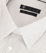Chemise slim imprimée micro motifs blanc et camel PERLE - IZAC