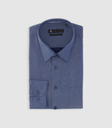 Chemise slim imprimée micro motifs marine et blanc PERLE - IZAC