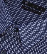 Chemise slim imprimée micro motifs marine et blanc PERLE - IZAC