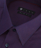 Chemise slim imprimée micro motifs marine et rouge PERLE - IZAC