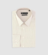 Chemise slim imprimée micro motifs blanche et beige PRESTO - IZAC