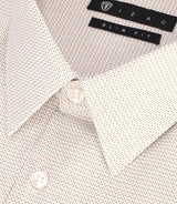 Chemise slim imprimée micro motifs blanche et beige PRESTO - IZAC