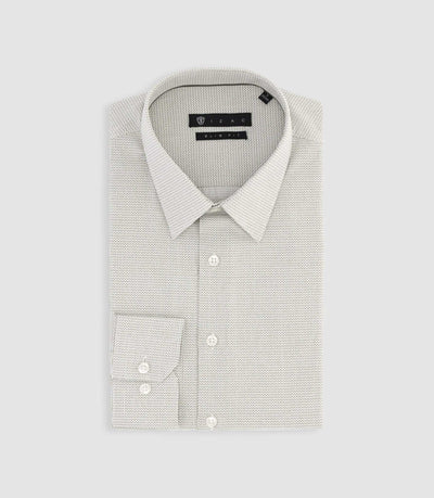 Chemise slim imprimée micro motifs blanche et kaki PRESTO - IZAC