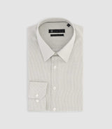 Chemise slim imprimée micro motifs blanche et kaki PRESTO - IZAC