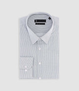 Chemise slim imprimée micro motifs blanche et marine PRESTO - IZAC