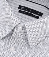 Chemise slim imprimée micro motifs blanche et marine PRESTO - IZAC