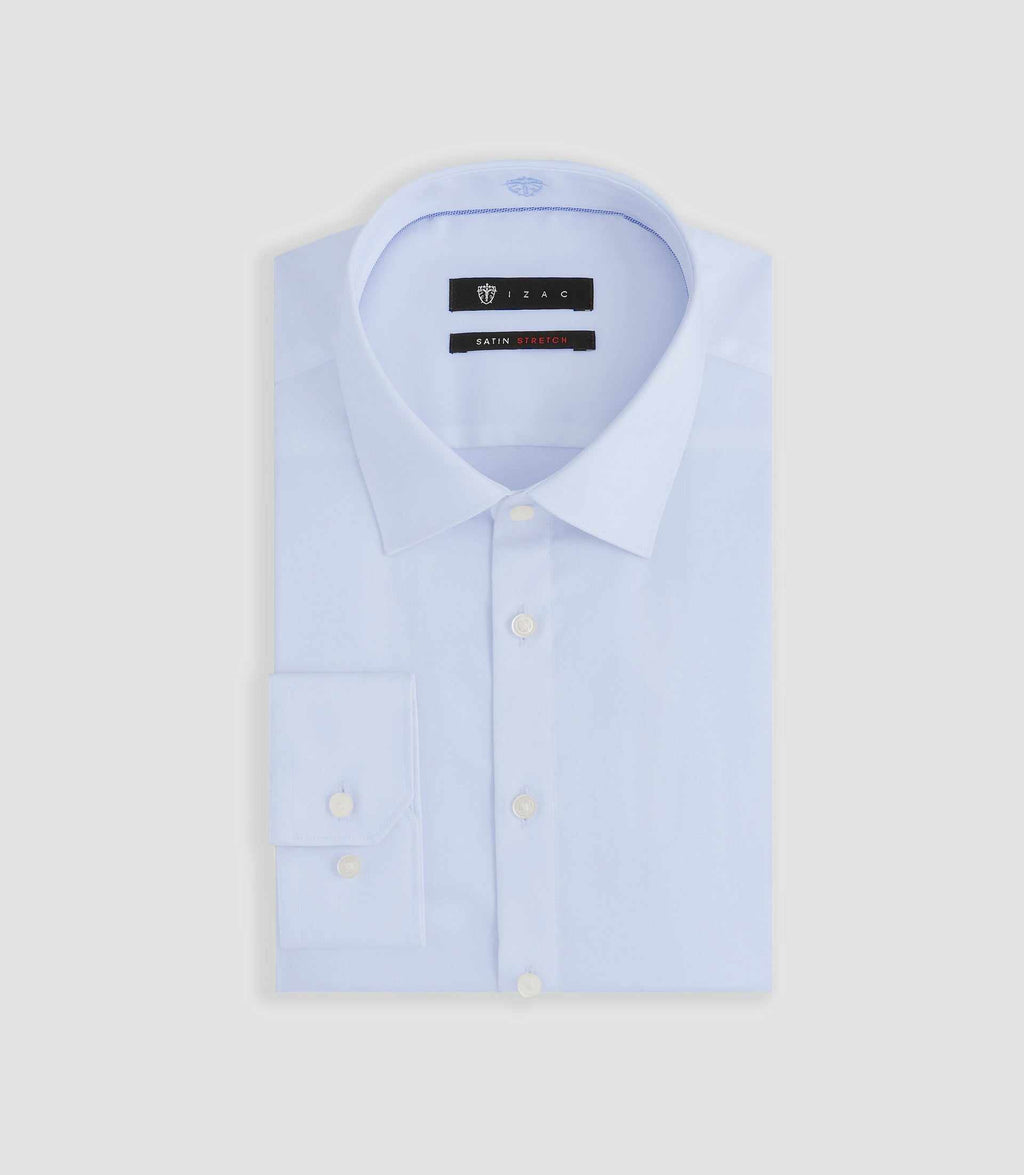 Chemise en satin stretch ciel SASTRETCHBASIC - IZAC