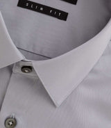 Chemise slim en satin coton gris clair SATINSLIM - IZAC