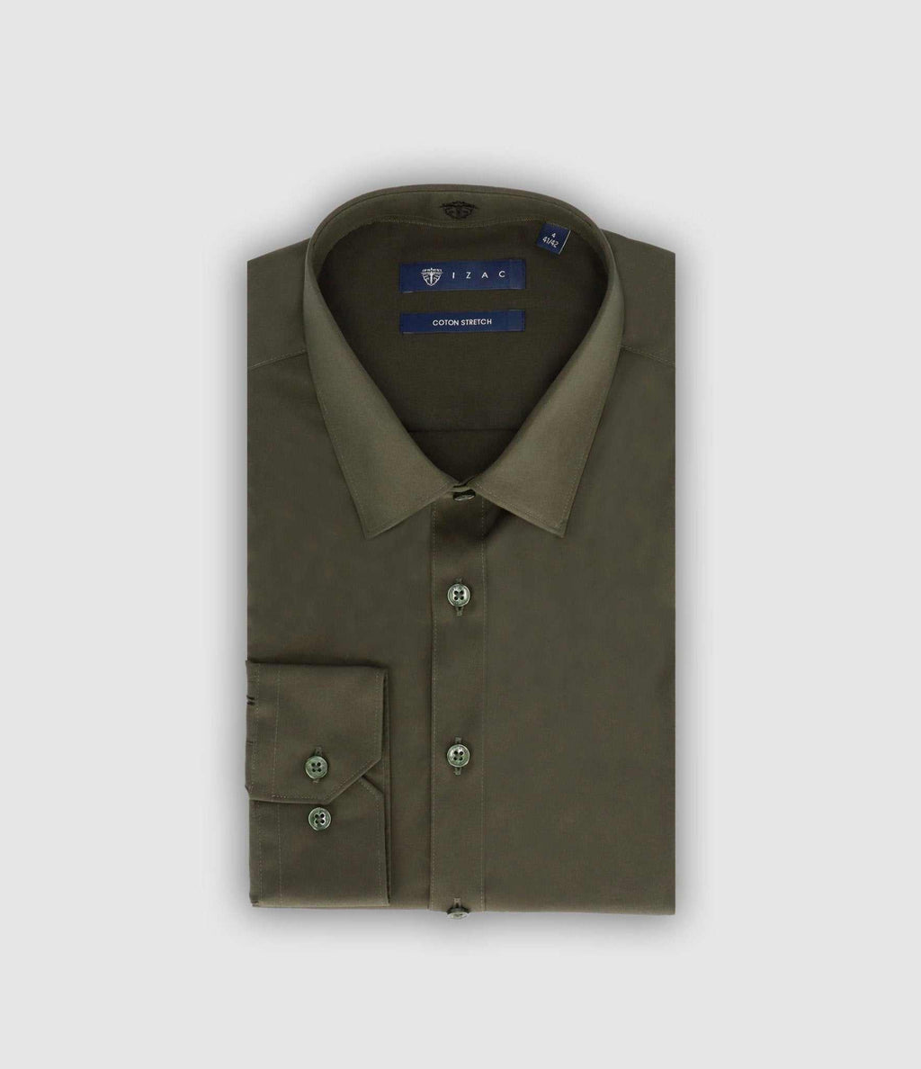 Chemise slim kaki foncé MALTE - IZAC