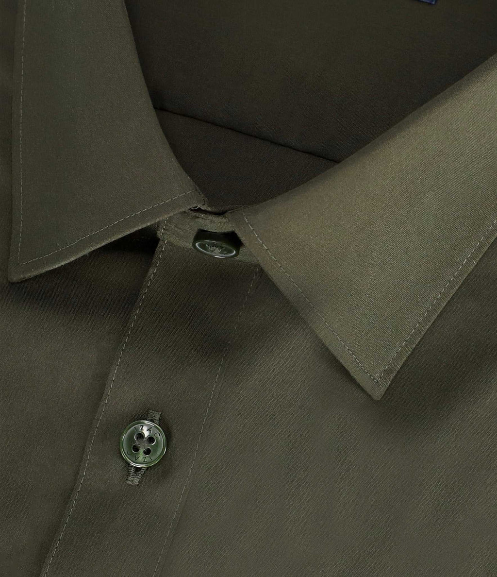 Chemise slim kaki foncé MALTE - IZAC