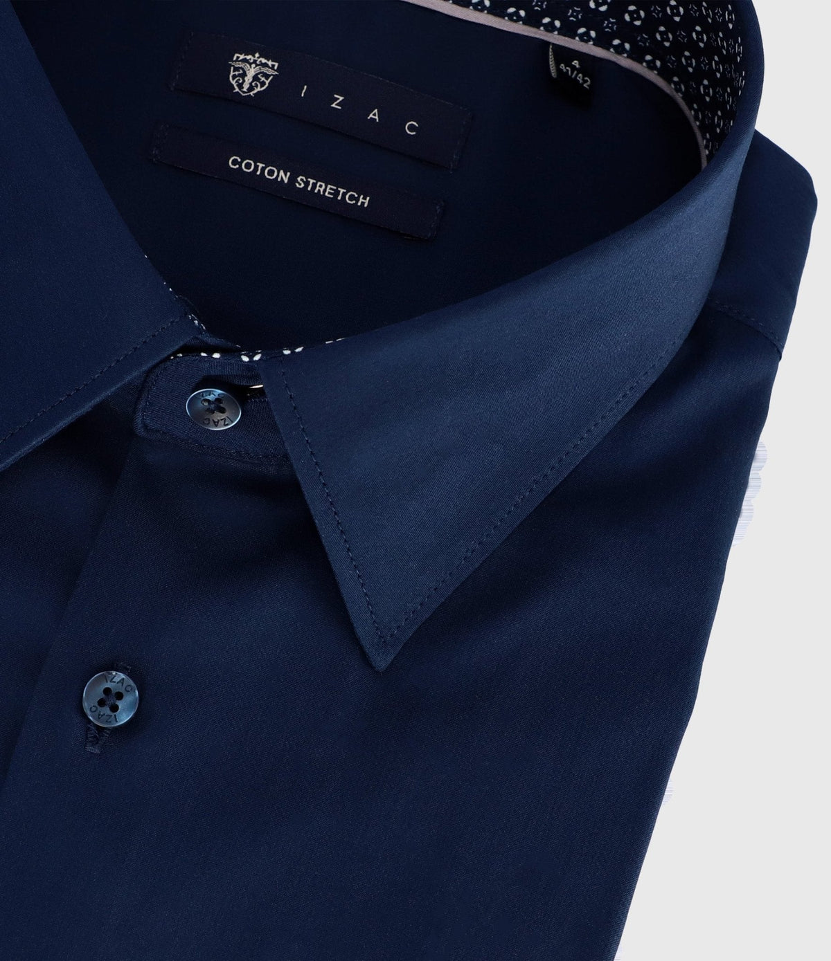 Chemise slim unie marine PAULIN - IZAC