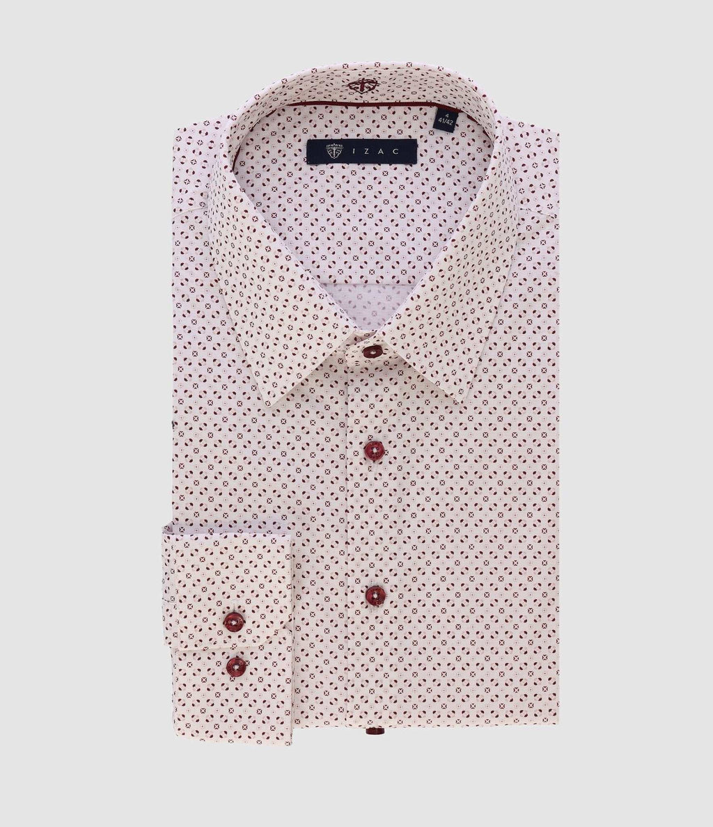 Chemise ville imprimée blanc rose bordeaux PAULBT - IZAC