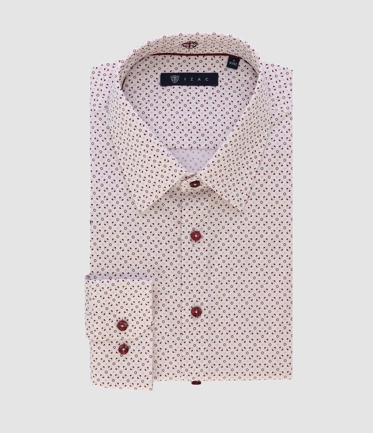 Chemise ville imprimée blanc rose bordeaux PAULBT - IZAC