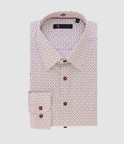 Chemise ville imprimée blanc rose bordeaux PAULBT - IZAC