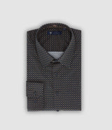 Chemise slim imprimée marine camel PAUL - IZAC
