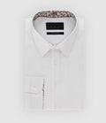 Chemise slim unie blanche et camel PENY - IZAC