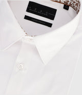 Chemise slim unie blanche et camel PENY - IZAC