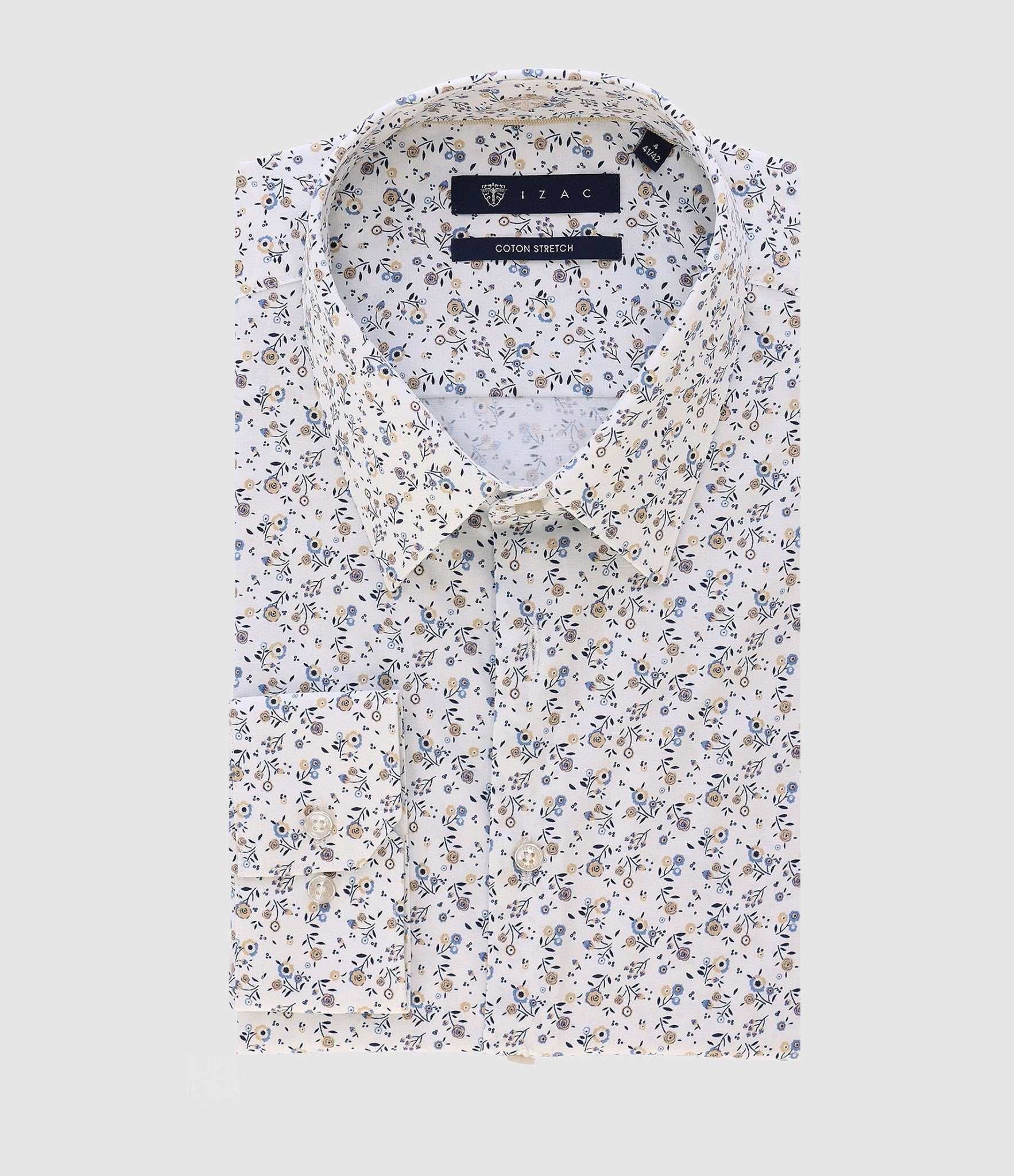 Chemise ville imprimée blanc camel bleu PHILEABT - IZAC