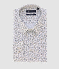 Chemise ville imprimée blanc camel bleu PHILEABT - IZAC