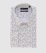 Chemise slim imprimée blanche camel et bleue PHILEA - IZAC