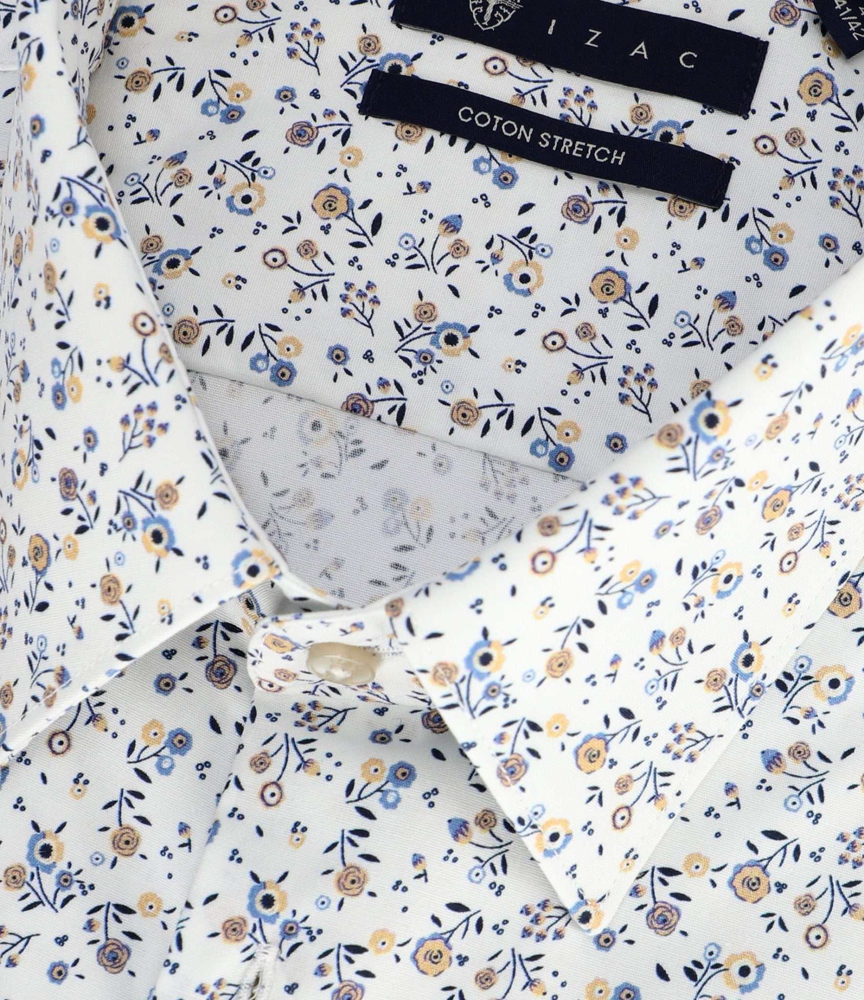 Chemise ville imprimée blanc camel bleu PHILEABT - IZAC