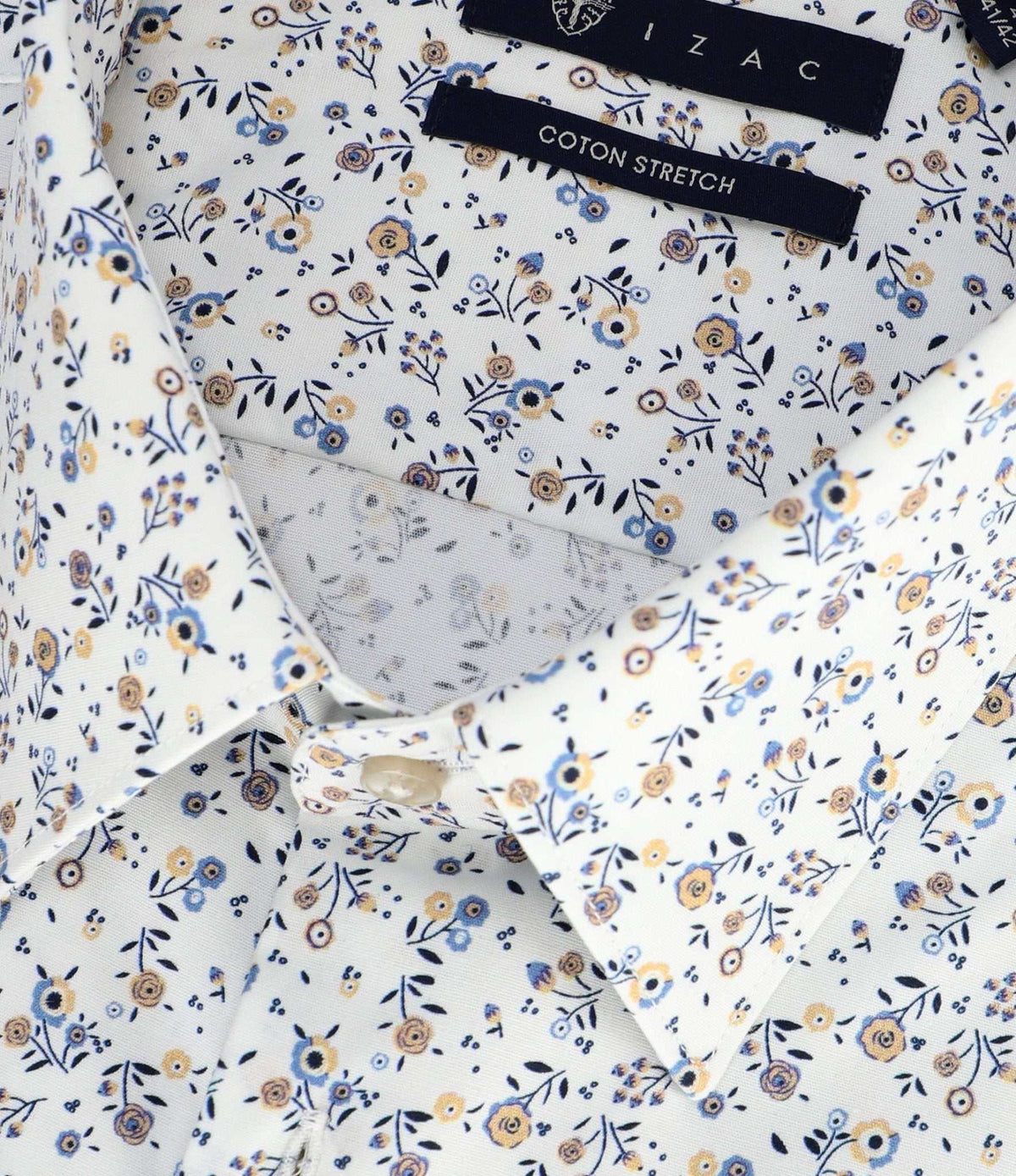 Chemise ville imprimée blanc camel bleu PHILEABT - IZAC