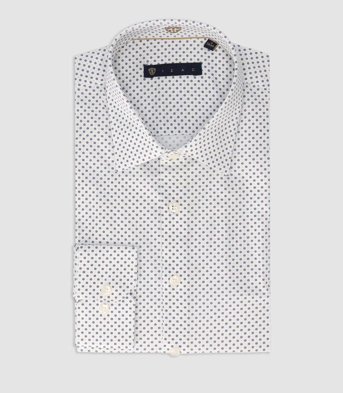 Chemise slim imprimée blanche et marine PRIMAEL - IZAC