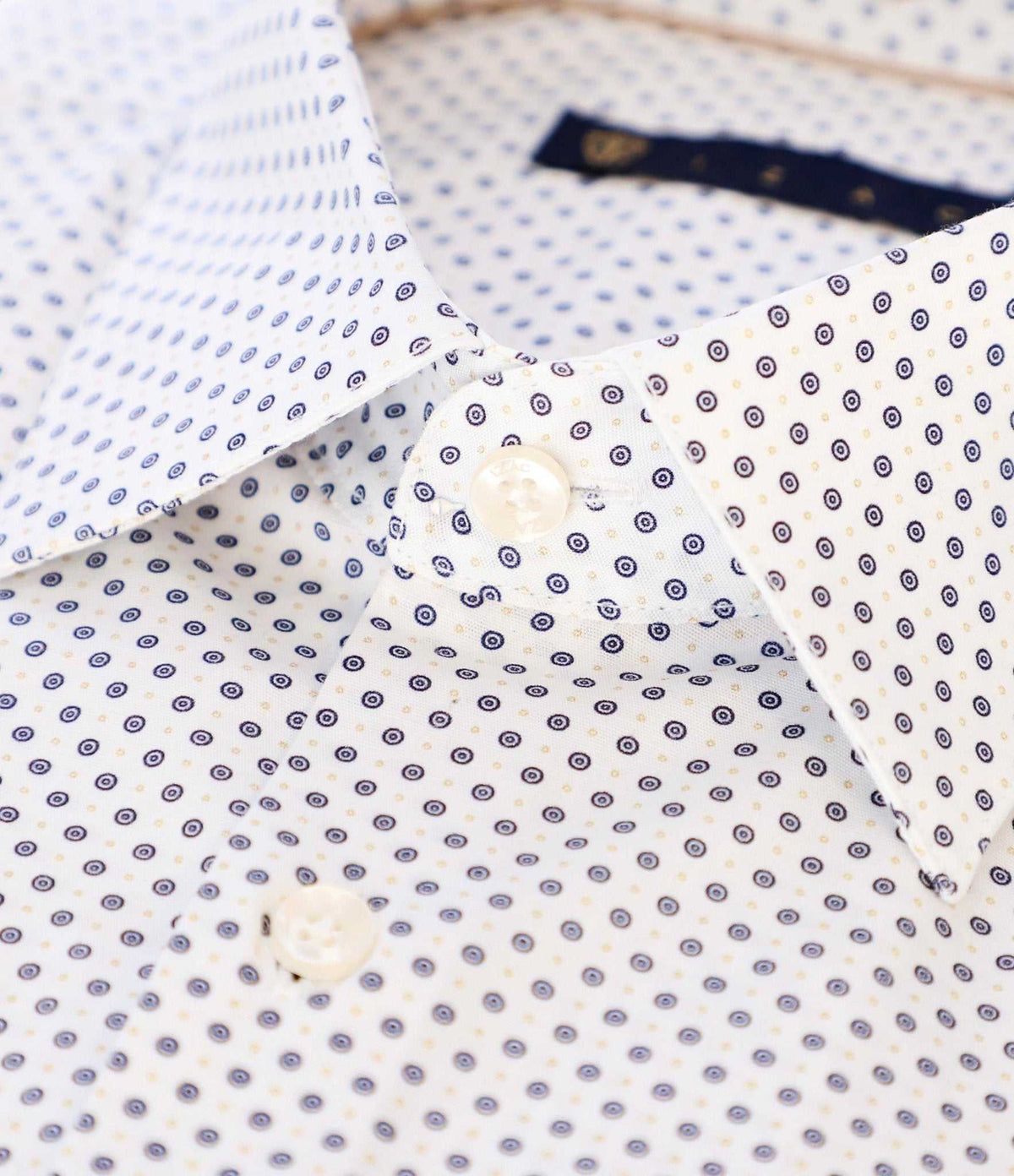 Chemise slim imprimée blanche et marine PRIMAEL - IZAC