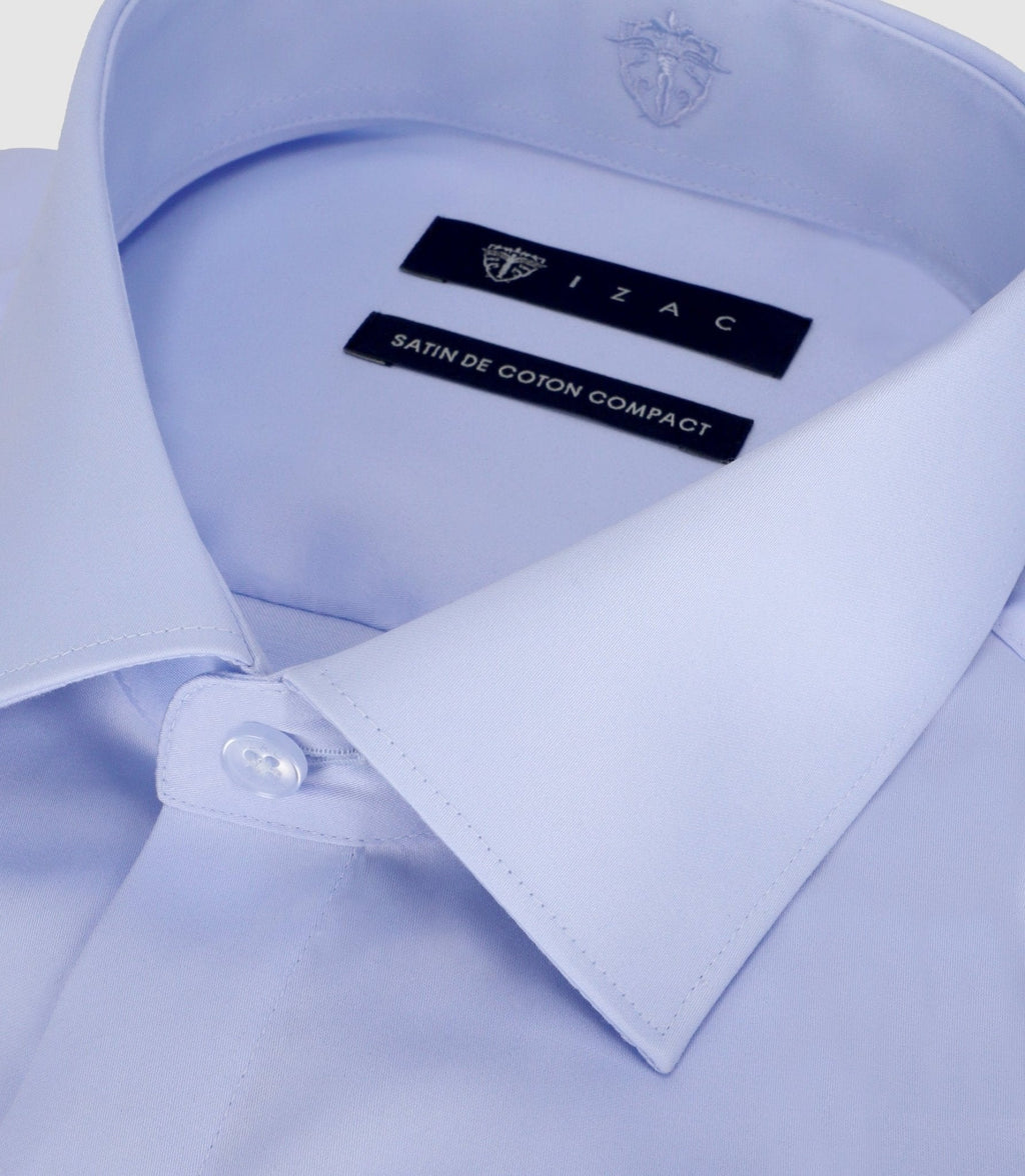 Chemise slim en satin de coton ciel SAMIXSLIM - IZAC