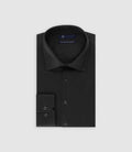 Chemise slim en satin de coton NOIR - IZAC