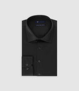 Chemise slim en satin de coton NOIR - IZAC
