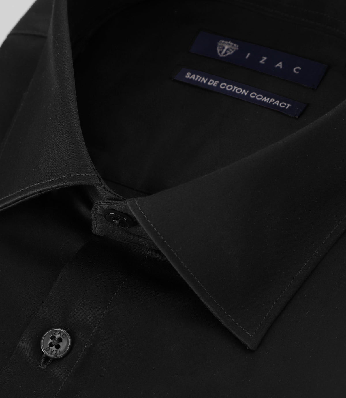 Chemise slim en satin de coton NOIR - IZAC