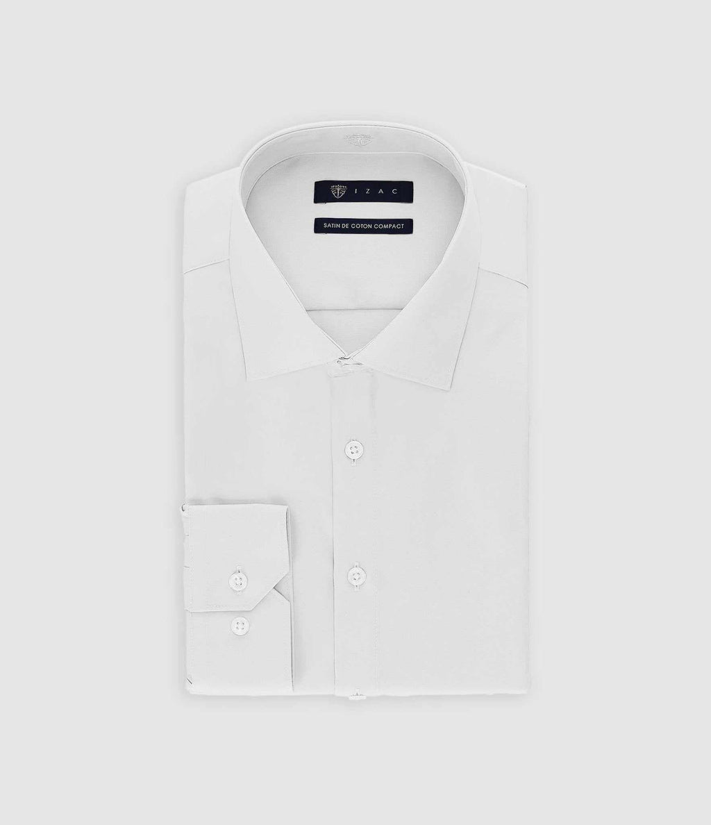 Chemise slim en satin de coton blanc SATINSLIM - IZAC