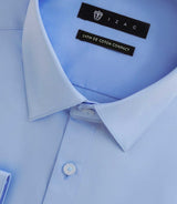 Chemise slim en satin de coton bleu SATINSLIM - IZAC